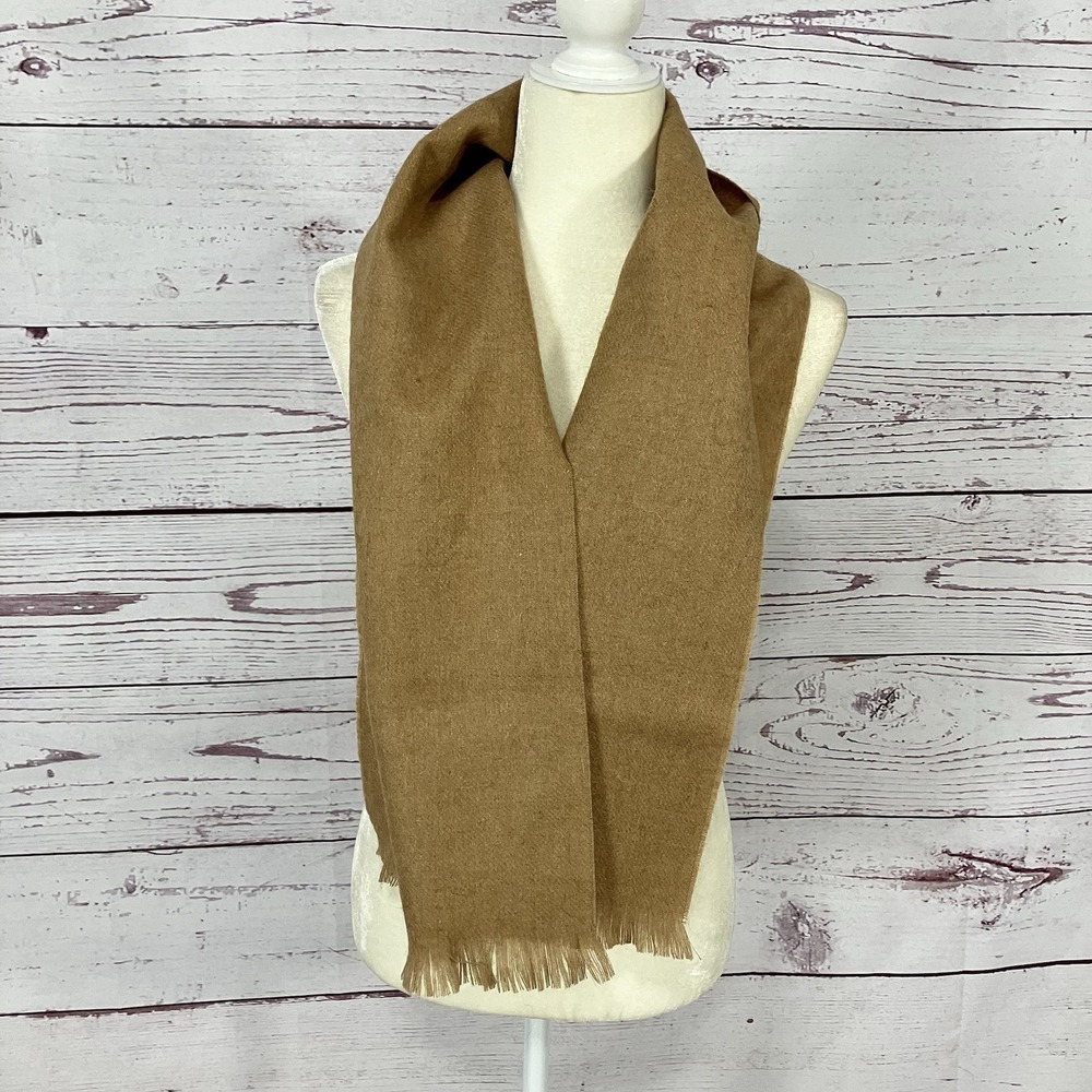 Pierre Cardin 100% Camel Hair Brown Scarf Fringe Classic Soft Wrap